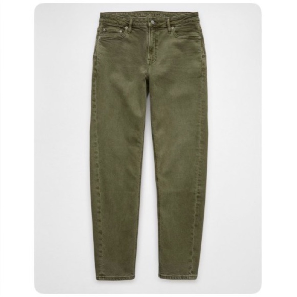 American Eagle (AE) Stretch Barrel Jeans - Olive Moss - Size 4 Regular
